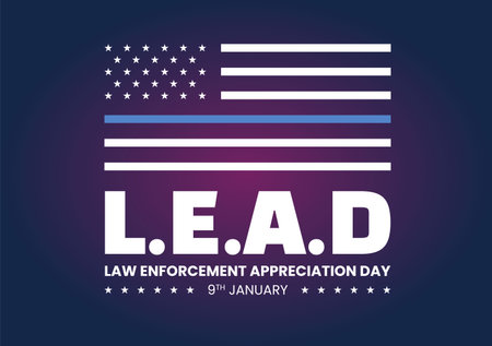 National Law Enforcement Appreciation Day or LEAD on January 9th to Thank and Show Support in Flat Cartoon Hand Drawn Templates Illustrationのイラスト素材