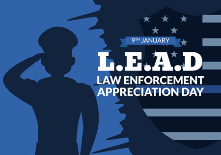 National Law Enforcement Appreciation Day or LEAD on January 9th to Thank and Show Support in Flat Cartoon Hand Drawn Templates Illustrationのイラスト素材