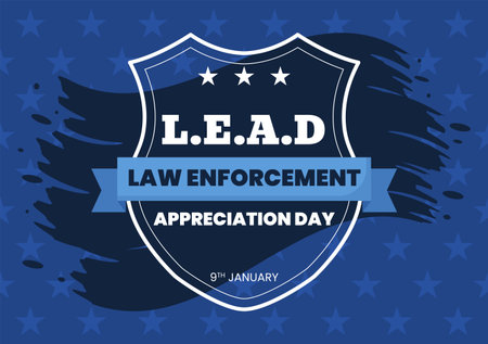 National Law Enforcement Appreciation Day or LEAD on January 9th to Thank and Show Support in Flat Cartoon Hand Drawn Templates Illustrationのイラスト素材