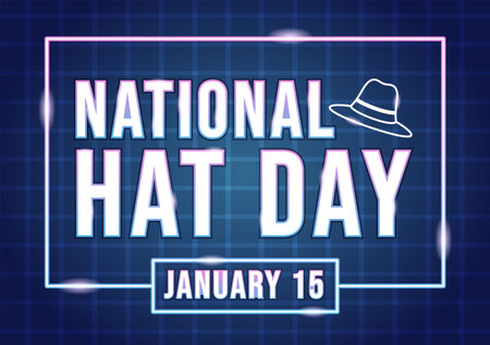 National Hat Day Celebrated Each Year on January 15th with Fedora Hats, Cap, Cloche or Derby in Flat Cartoon Hand Drawn Templates Illustrationのイラスト素材