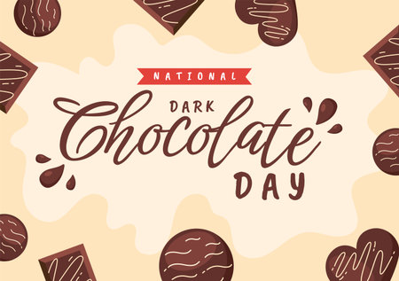 World Dark Chocolate Day On February 1st for the Health and Happiness That Choco Brings in Flat Style Cartoon Hand Drawn Templates Illustrationのイラスト素材