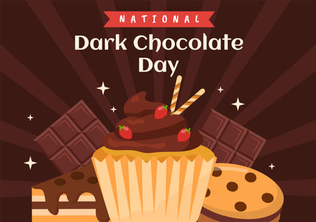 World Dark Chocolate Day On February 1st for the Health and Happiness That Choco Brings in Flat Style Cartoon Hand Drawn Templates Illustrationのイラスト素材