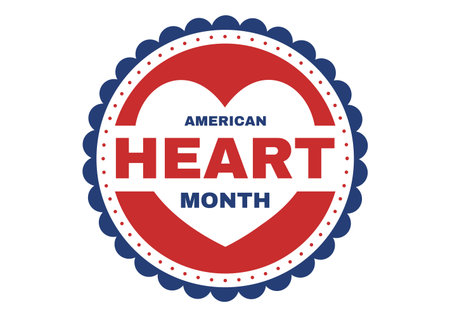February is American Heart Month with a Pulse for Health and Overcoming Cardiovascular Disease in Flat Cartoon Hand Drawn Template Illustrationのイラスト素材