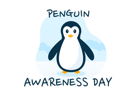 Happy Penguin Awareness Day on January 20th to Maintain the Penguins Population and Natural Habitat in Flat Cartoon Hand Drawn Templates Illustrationのイラスト素材