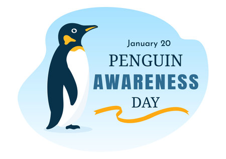 Happy Penguin Awareness Day on January 20th to Maintain the Penguins Population and Natural Habitat in Flat Cartoon Hand Drawn Templates Illustrationのイラスト素材