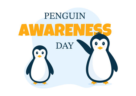 Happy Penguin Awareness Day on January 20th to Maintain the Penguins Population and Natural Habitat in Flat Cartoon Hand Drawn Templates Illustrationのイラスト素材