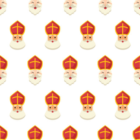 Saint Nicholas Day or Sinterklaas Seamless Pattern with Gift Box and Christmas Template Background Hand Drawn Cartoon Flat Illustrationのイラスト素材