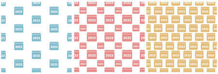 Set of Happy New Year 2023 Seamless Pattern Design with Decoration in Template Hand Drawn Cartoon Flat Illustrationのイラスト素材