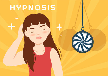 Hypnosis with Black and White Spirals Creating an Altered State of Mind for Treatment Services in Flat Cartoon Hand Drawn Template Illustrationのイラスト素材