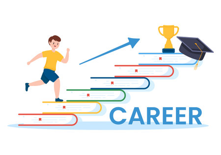 Career Education with Growth Concept Learning Model to Associate Activity for Real Experience in Flat Cartoon Hand Drawn Template Illustrationのイラスト素材