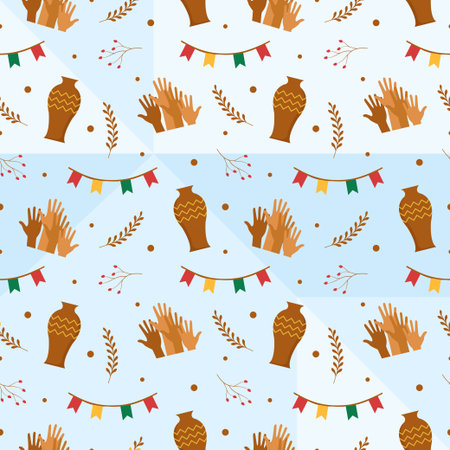 Black History Month Seamless Pattern of African American Holiday in Template Hand Drawn Cartoon Flat Design Illustrationのイラスト素材
