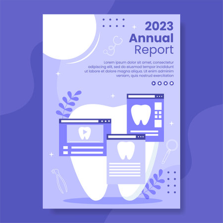 Dental Care and Clinic Annual Report Flat Cartoon Hand Drawn Templates Illustrationのイラスト素材