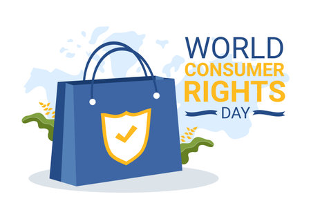 World Consumer Rights Day Illustration with Shopping, Bags and Needs of Consumers for Web Banner or Landing Page in Flat Cartoon Hand Drawn Templatesのイラスト素材