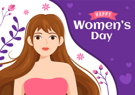 International Women's Day on March 8 Illustration to Celebrate the Achievements of Women in Flat Cartoon Hand Drawn Landing Page Templatesのイラスト素材