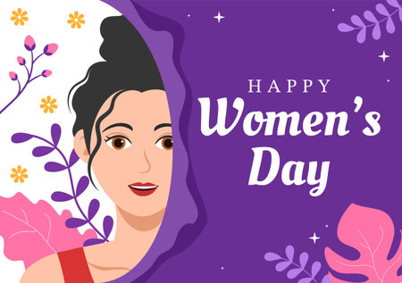 International Women's Day on March 8 Illustration to Celebrate the Achievements of Women in Flat Cartoon Hand Drawn Landing Page Templatesのイラスト素材