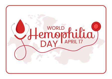 World Hemophilia Day on April 17 Illustration with Red Bleeding Blood for Web Banner or Landing Page in Flat Cartoon Hand Drawn Templatesのイラスト素材