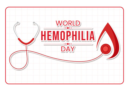 World Hemophilia Day on April 17 Illustration with Red Bleeding Blood for Web Banner or Landing Page in Flat Cartoon Hand Drawn Templatesのイラスト素材