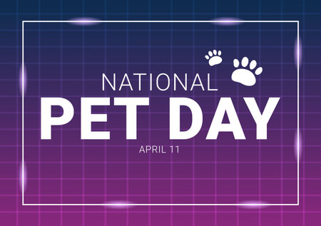 National Pet Day on April 11 Illustration with Cute Pets of Cats and Dogs for Web Banner or Landing Page in Flat Cartoon Hand Drawn Templatesのイラスト素材