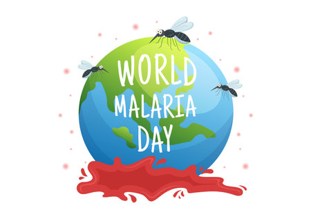 World Malaria Day on April 25 Illustration with Earth Protected from Mosquitoes in Flat Cartoon Hand Drawn for Web Banner or Landing Page Templatesのイラスト素材