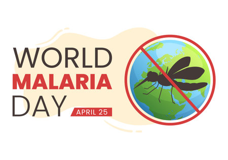 World Malaria Day on April 25 Illustration with Earth Protected from Mosquitoes in Flat Cartoon Hand Drawn for Web Banner or Landing Page Templatesのイラスト素材