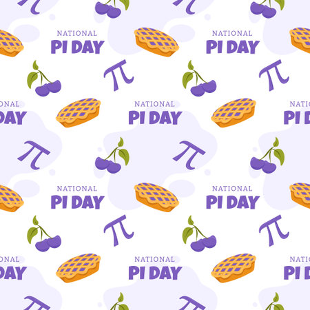 Pi Day Seamless Pattern Design with Mathematical Constants or Baked Pie in Template Hand Drawn Cartoon Flat Illustrationのイラスト素材