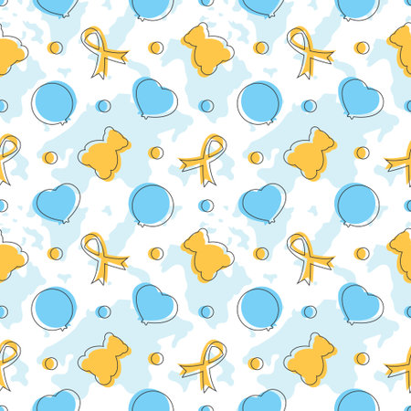 World Down Syndrome Day Seamless Pattern Design in Template Hand Drawn Cartoon Flat Illustrationのイラスト素材