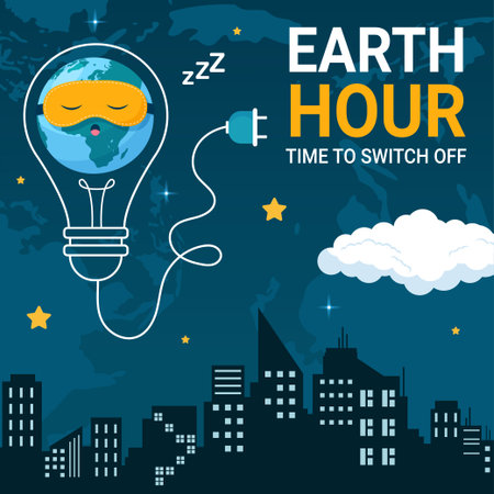 Happy Earth Hour National Day Social Media Background Illustration Cartoon Hand Drawn Templatesのイラスト素材