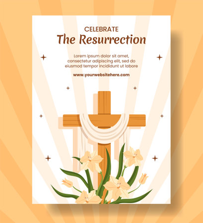 Happy Easter Sunday Day Vertical Poster Cartoon Hand Drawn Templates Background Illustrationのイラスト素材