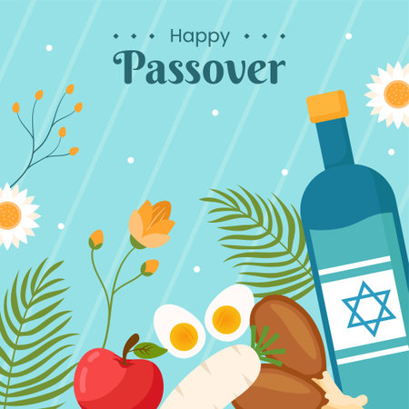 Happy Passover Jewish Holiday Social Media Background Illustration Cartoon Hand Drawn Templatesのイラスト素材