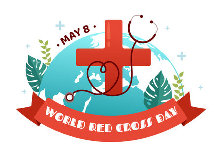 World Red Cross Day on May 8 Illustration to Medical Health and Providing Blood In Hand Drawn for Web Banner or Landing Page Templatesのイラスト素材