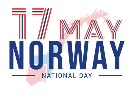 Norway National Day on May 17 Illustration with Flag Norwegian and Holiday Celebration in Flat Cartoon Hand Drawn for Landing Page Templatesのイラスト素材