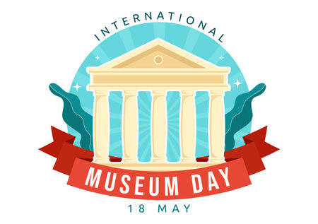 International Museum Day on May 18 Illustration with Building Gallery or Artworks in Flat Cartoon Hand Drawn for Web Banner or Landing Page Templatesのイラスト素材
