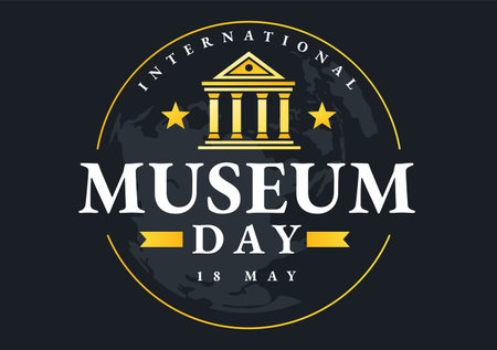 International Museum Day on May 18 Illustration with Building Gallery or Artworks in Flat Cartoon Hand Drawn for Web Banner or Landing Page Templatesのイラスト素材
