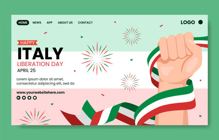 Italy Liberation Day Social Media Landing Page Hand Drawn Template Background Illustrationのイラスト素材