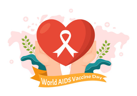 World Aids Vaccine Day Illustration to Prevention and Awareness Health Care in Flat Cartoon Hand Drawn for Web Banner or Landing Page Templatesのイラスト素材