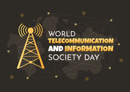 World Telecommunication and Information Society Day on May 17 Illustration with Communications Network Across Earth Globe in Hand Drawn Templatesのイラスト素材