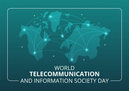 World Telecommunication and Information Society Day on May 17 Illustration with Communications Network Across Earth Globe in Hand Drawn Templatesのイラスト素材