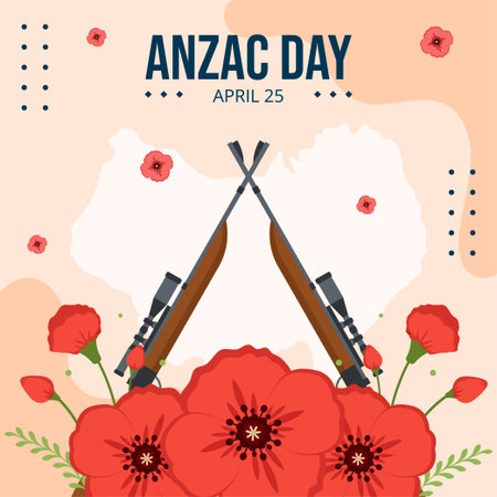Anzac Day of Lest We Forget Social Media Background Illustration Hand Drawn Templatesのイラスト素材
