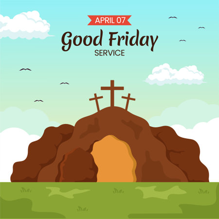 Happy Good Friday Social Media Background Illustration Cartoon Hand Drawn Templatesのイラスト素材