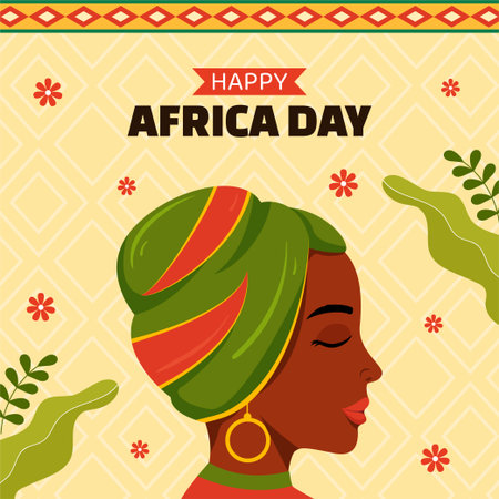 Happy Africa Day Social Media Background Illustration Cartoon Hand Drawn Templatesのイラスト素材