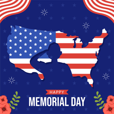 Memorial Day Social Media Background Illustration Cartoon Hand Drawn Templatesのイラスト素材