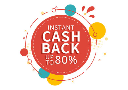 Cashback Illustration with Financial Payment to Money Cash Back Service for a Buyer in Flat Cartoon Hand Drawn for Landing Page Templatesのイラスト素材