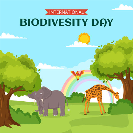 World Biodiversity Day Social Media Background Illustration Cartoon Hand Drawn Templatesのイラスト素材