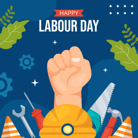 Happy Labor Day Social Media Background Illustration Cartoon Hand Drawn Templatesのイラスト素材
