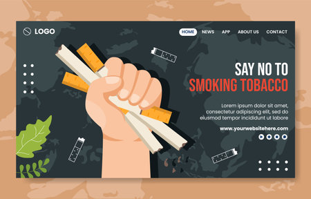 World No Tobacco Day Social Media Landing Page Flat Cartoon Hand Drawn Template Illustrationのイラスト素材