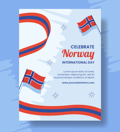 Norway National Day Vertical Poster Flat Cartoon Hand Drawn Templates Background Illustrationのイラスト素材