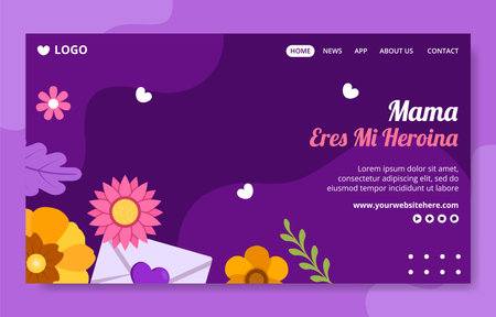 Feliz Dia De La Madre Social Media Landing Page Flat Cartoon Hand Drawn Template Illustrationのイラスト素材