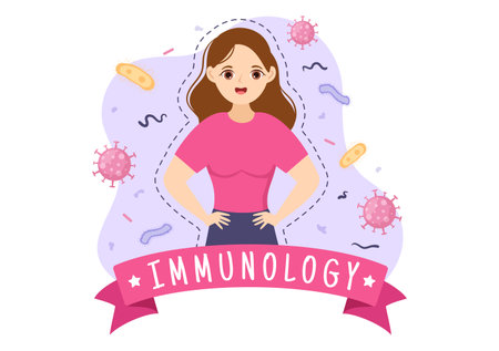 Immunology Illustration with People Immune Protection System Helping to Get Rid of Infections and Harmful Bacteria in Cartoon Hand Drawn Templatesのイラスト素材