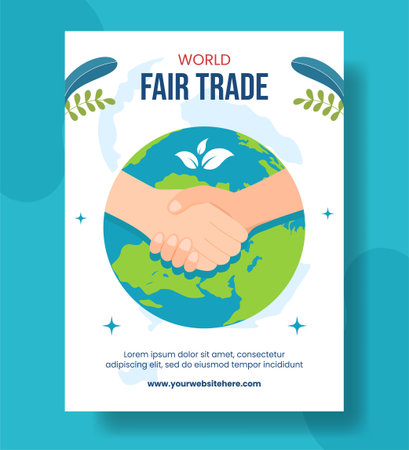 World Fair Trade Day Vertical Poster Flat Cartoon Hand Drawn Templates Background Illustrationのイラスト素材