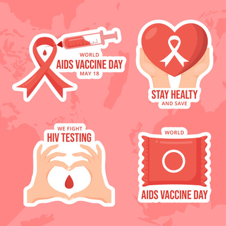 World Aids Vaccine Day Label Flat Cartoon Hand Drawn Templates Background Illustrationのイラスト素材